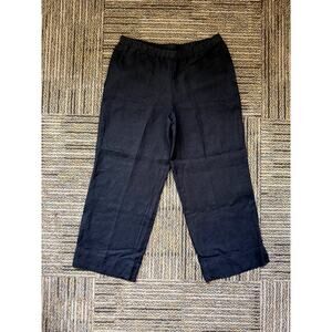 NWT J. Jill Black 100% Linen Pull On Pant Cropped Size S